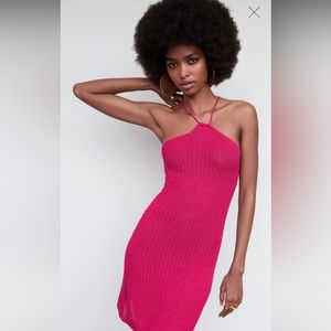 Mango Halter-neck crochet dress